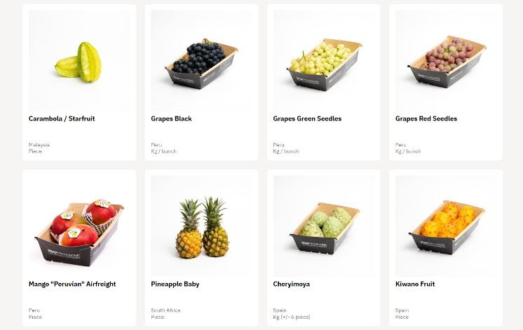 Fresh produce product images from webshop